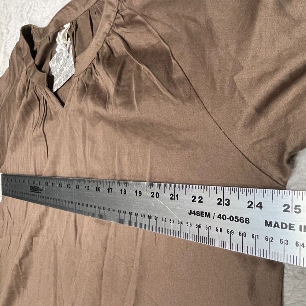 New Kate Quinn Size XXL Organic Cotton Split-Neck Tunic Blouse Lagenlook Brown - Picture 6 of 8